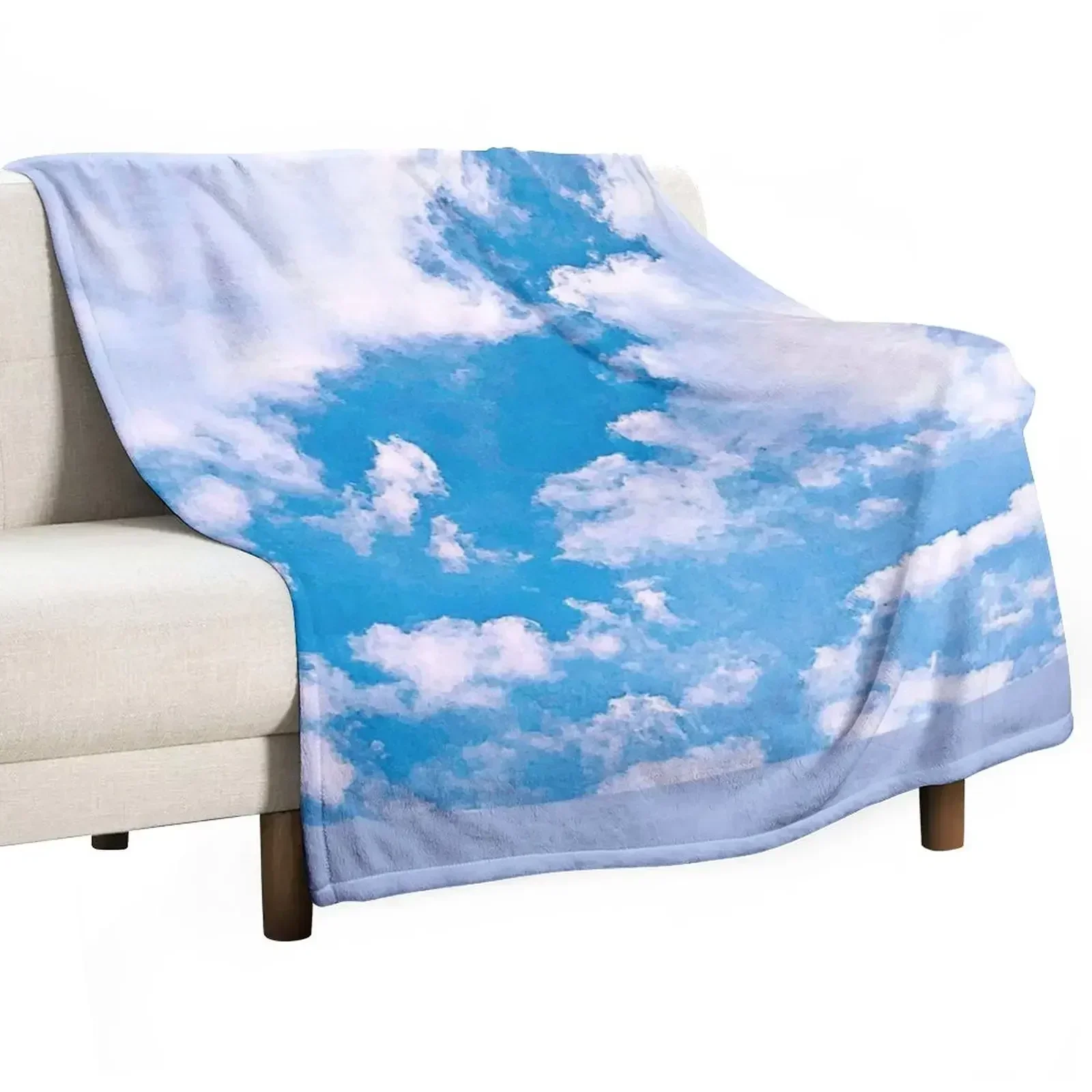 

Blue Sky and Pretty Clouds Throw Blanket Summer Plaid Blankets