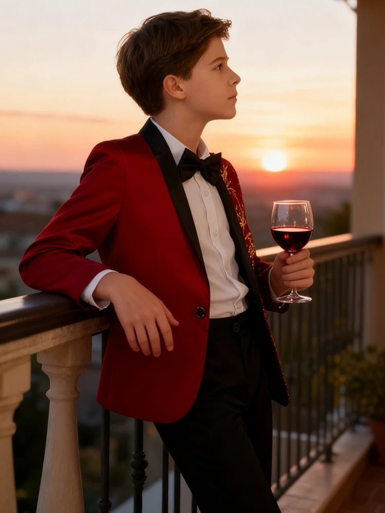 Traje de lentejuelas degradadas para niños, vestido de pasarela, pequeño anfitrión, modelo de escenario, chaqueta de ropa para niños guapos