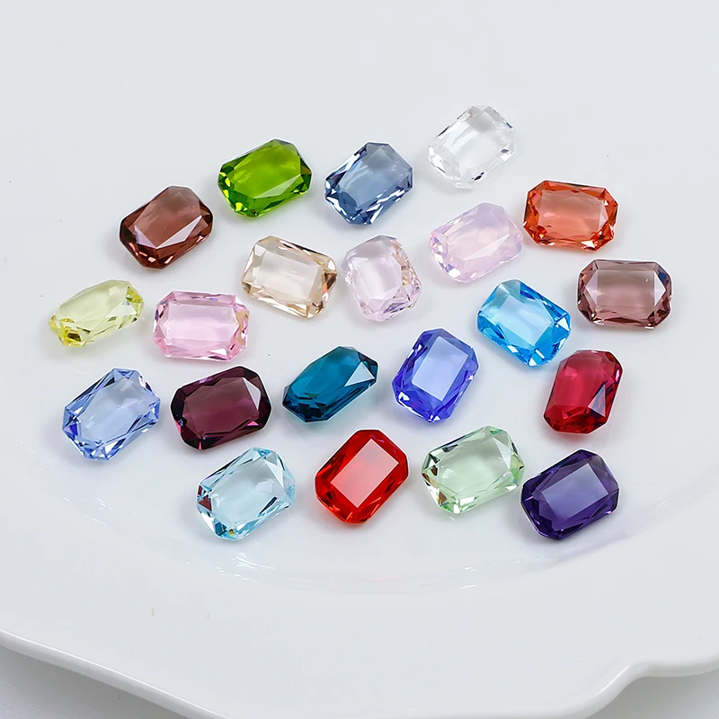 10x14mm Rectangular Octagon Transparent Nail Crystal Decoration for women\'s Clothing and Beads for Needlework DIY