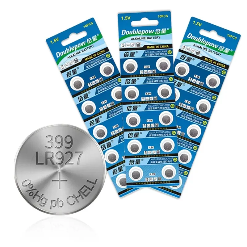 Doublepow LR927 AG7 Sr927sw Button Batteries Alkaline 399 395 LR57 395A 1.5v Coin Cell for Car Key Watch Code Watch Battery