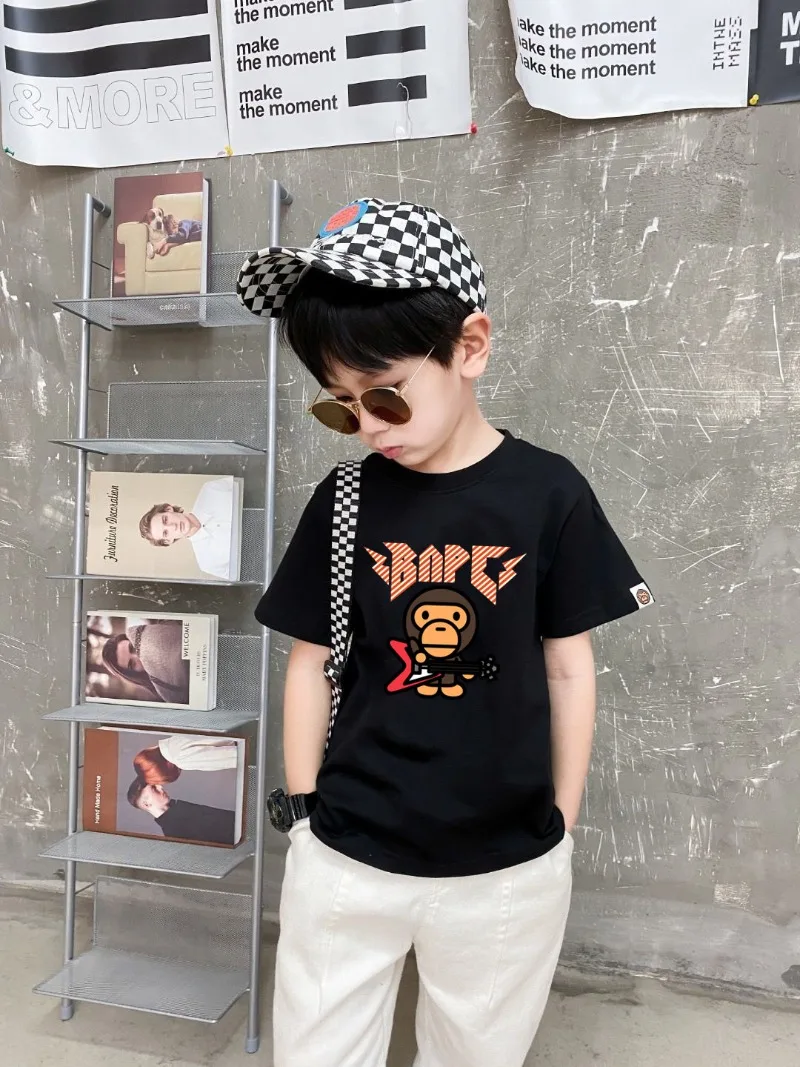 New American Fashion Brand Children\'s Cotton T-shirt Shirt Letter Pattern Printed Street Style Breathable Short Sleeve Shirt