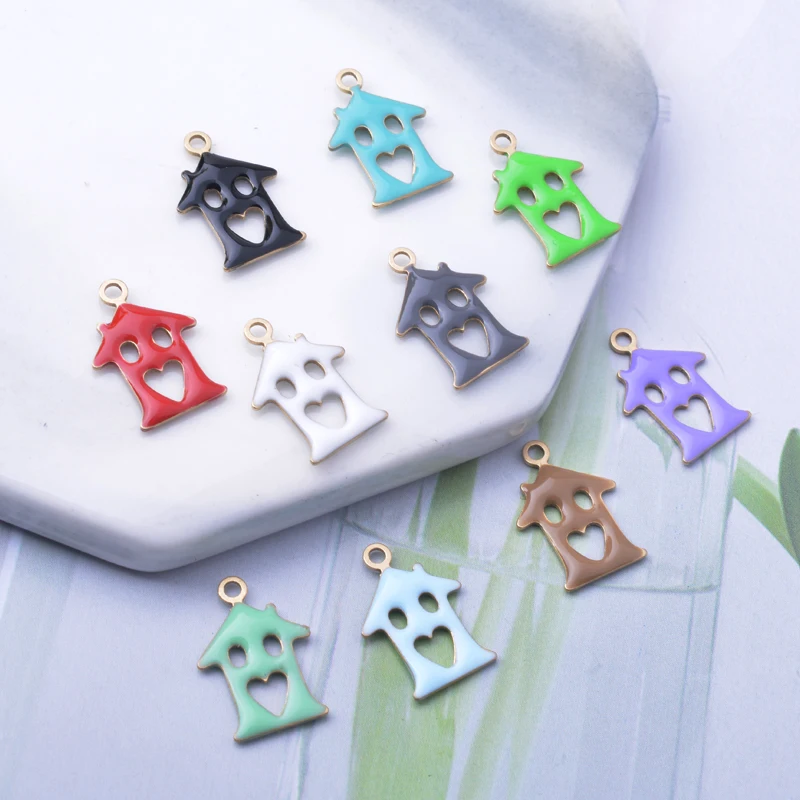 30 Stück Kupfer beidseitig emaillierte Liebeshaus-Anhänger, lila Emaille, kleine Anhänger für DIY-Halsketten und Armbänder, Zubehör im Großhandel – Detail 11
