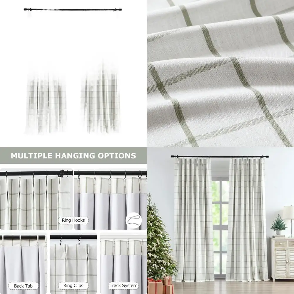 

Рустикальные шторы блэкаут в клетку цвета шалфейно-зеленый с термоизоляцией, 90 дюймов для спальни, гостиной, 40Ш x 90Д, пара