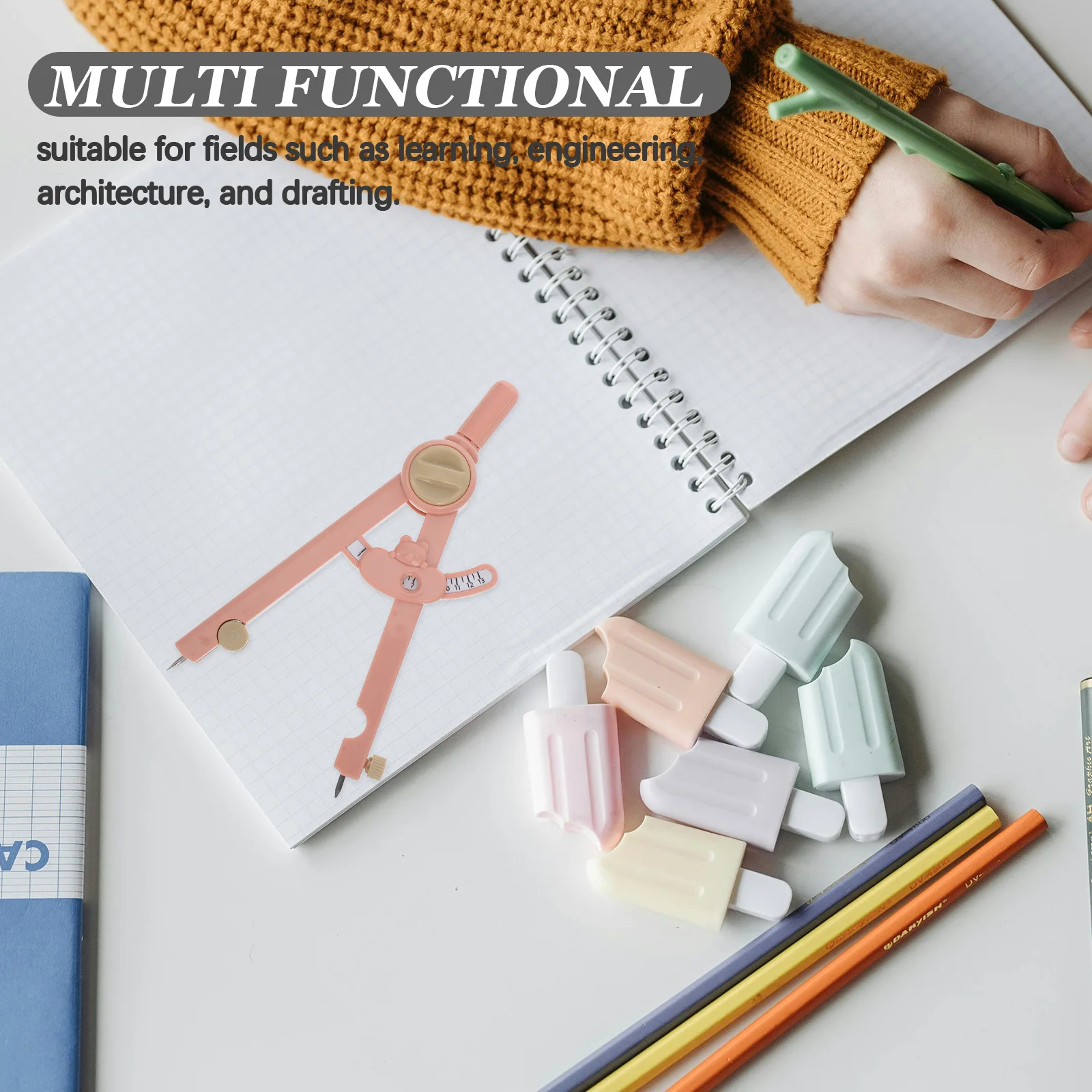 Digital Drawing Compass Multifunctional Precision Geometry Tool Lightweight Portable for School Drafting Math Woodworking