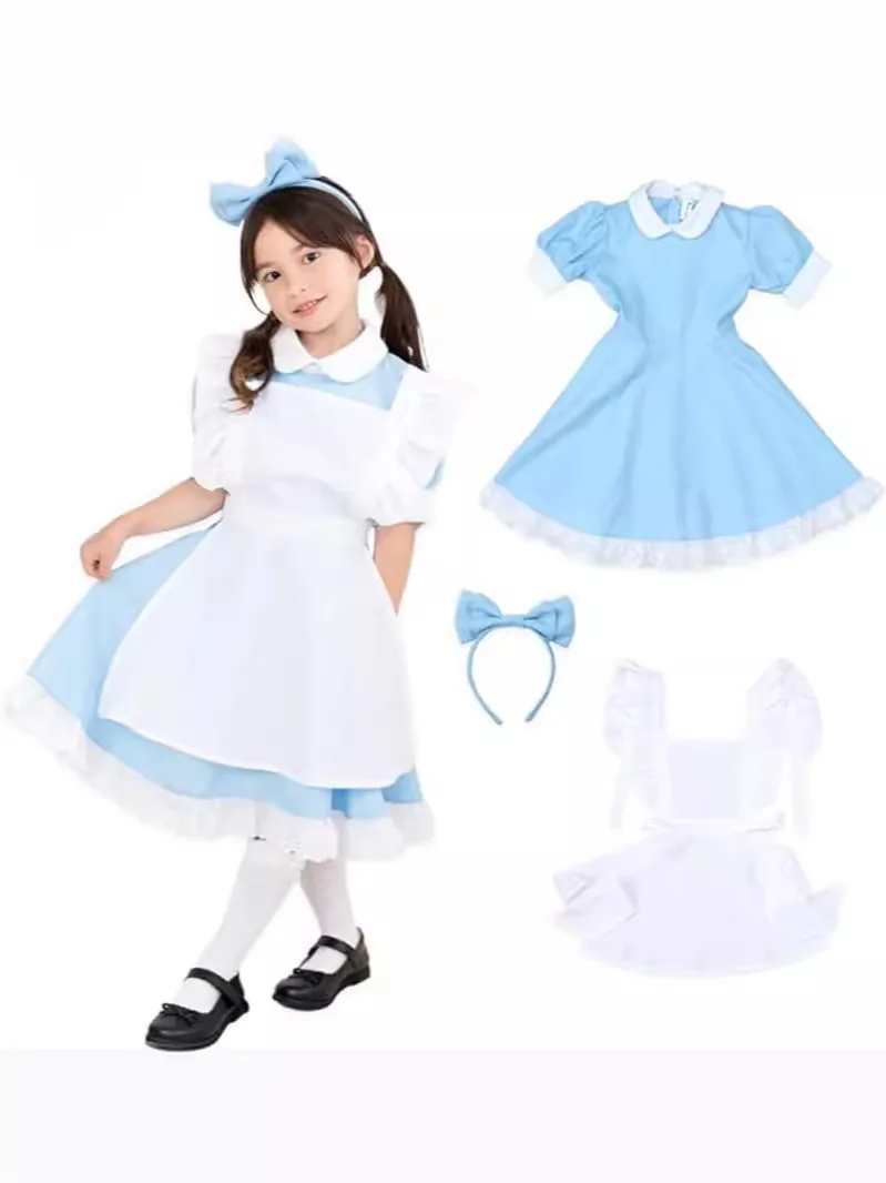 Girl Halloween Maid Luxury Dress Alice's Adventures in Wonderland Costume Baby Costume Servant Family Party Elegant Dress