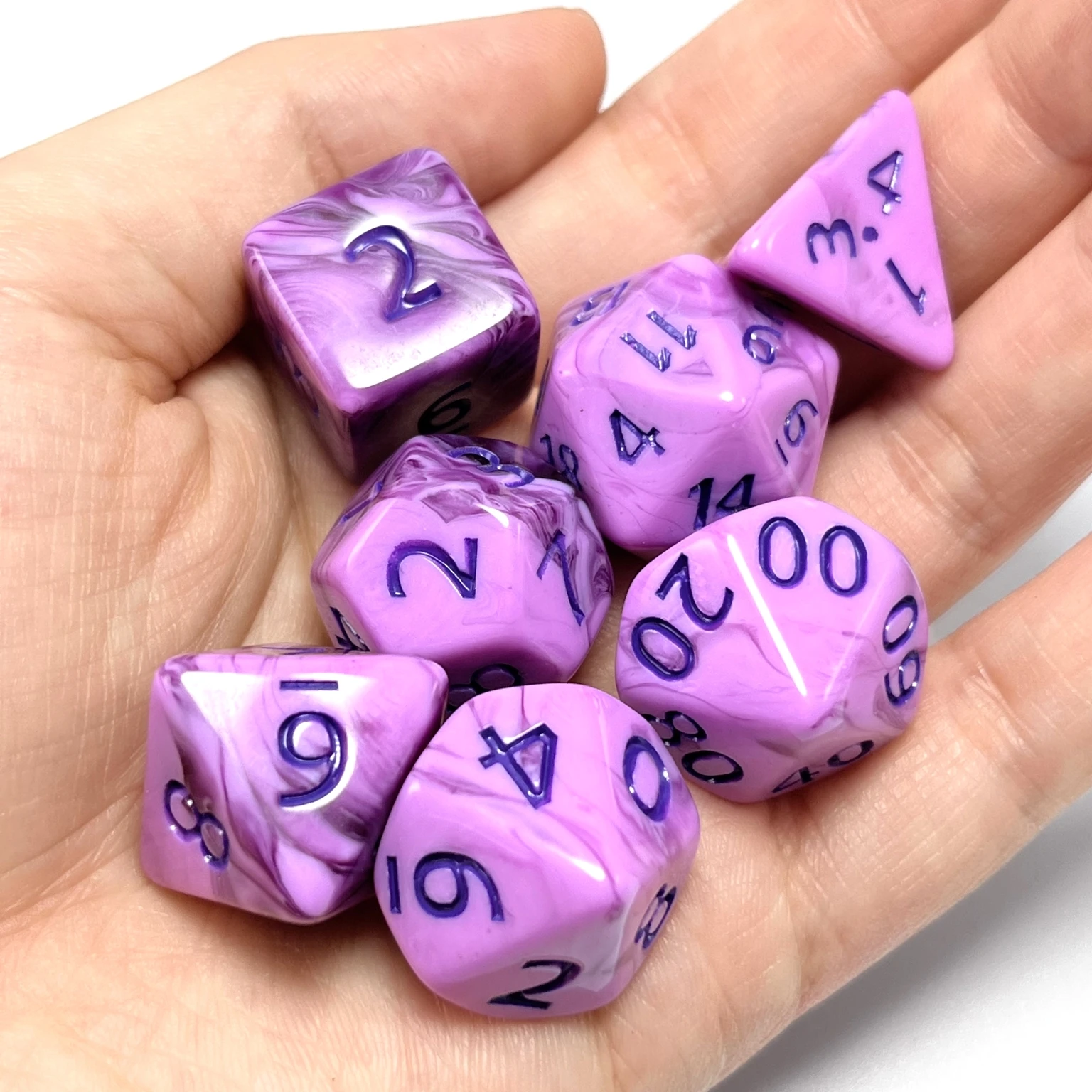 Purple Game Dice Set Polyhedral Dice Set DND RPG MTG Board Game D4 D6 D8 D10 D12 D20 (ATQ)