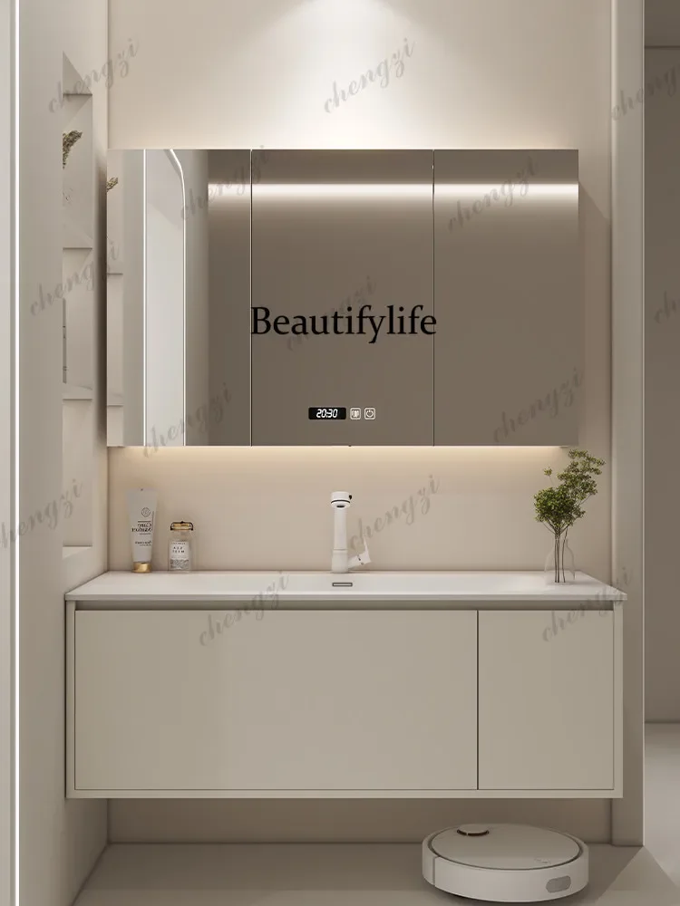 B567 Skin Sense Integrated Basin Cream Wind Bathroom Cabinet Combination Washbasin Washbasin Cabinet Toilet Washstand