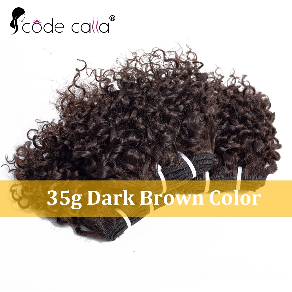 Indiano Kinky Curly Bundles com fechamento, extensões de cabelo, Natural Brown Bundle, 100% cabelo humano, Remy profundo, 6"