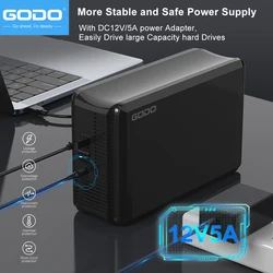 GODO Dual Bay RAID Hard Drive Enclosure 3.5 inch USB3.0 to 3.5