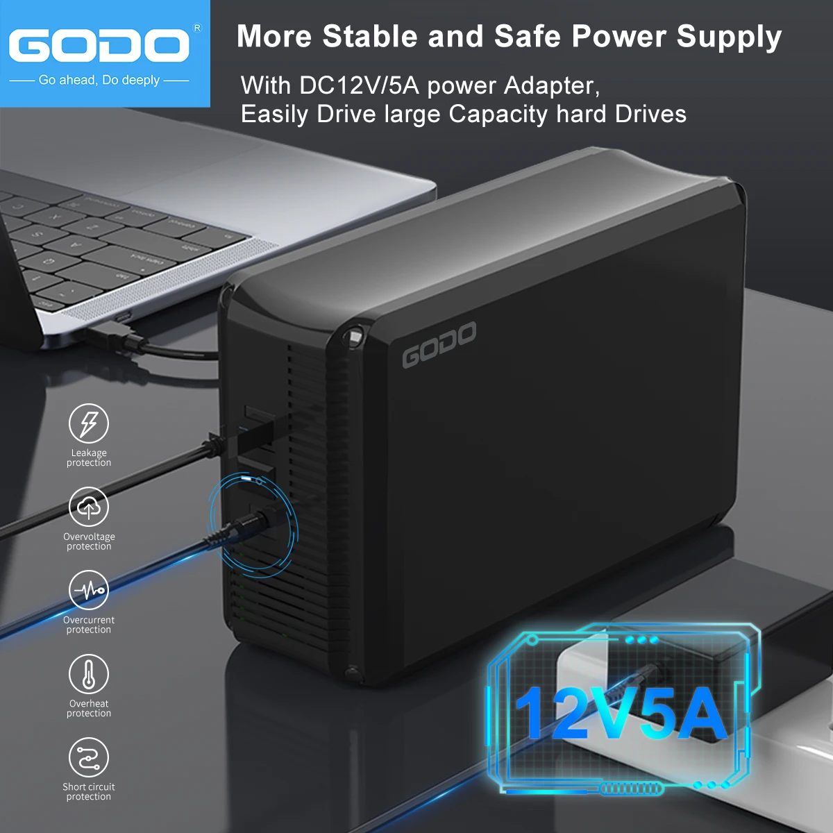 Imagem -02 - Godo-gabinete de Disco Rígido Dual Bay Usb 3.0 a 3.5 Sata Hdds Gabinete Externo 3.0 Jbod pm Modemax 40tb