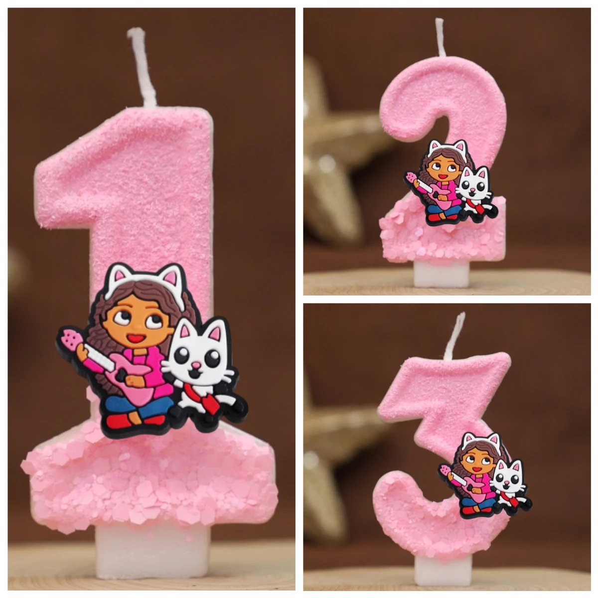 Bougie numérique pour maison de poupée Gabbys, mignon, numéro 0-9, fournitures de décoration de gâteau d'anniversaire pour enfants, accessoires de fête de dessin animé