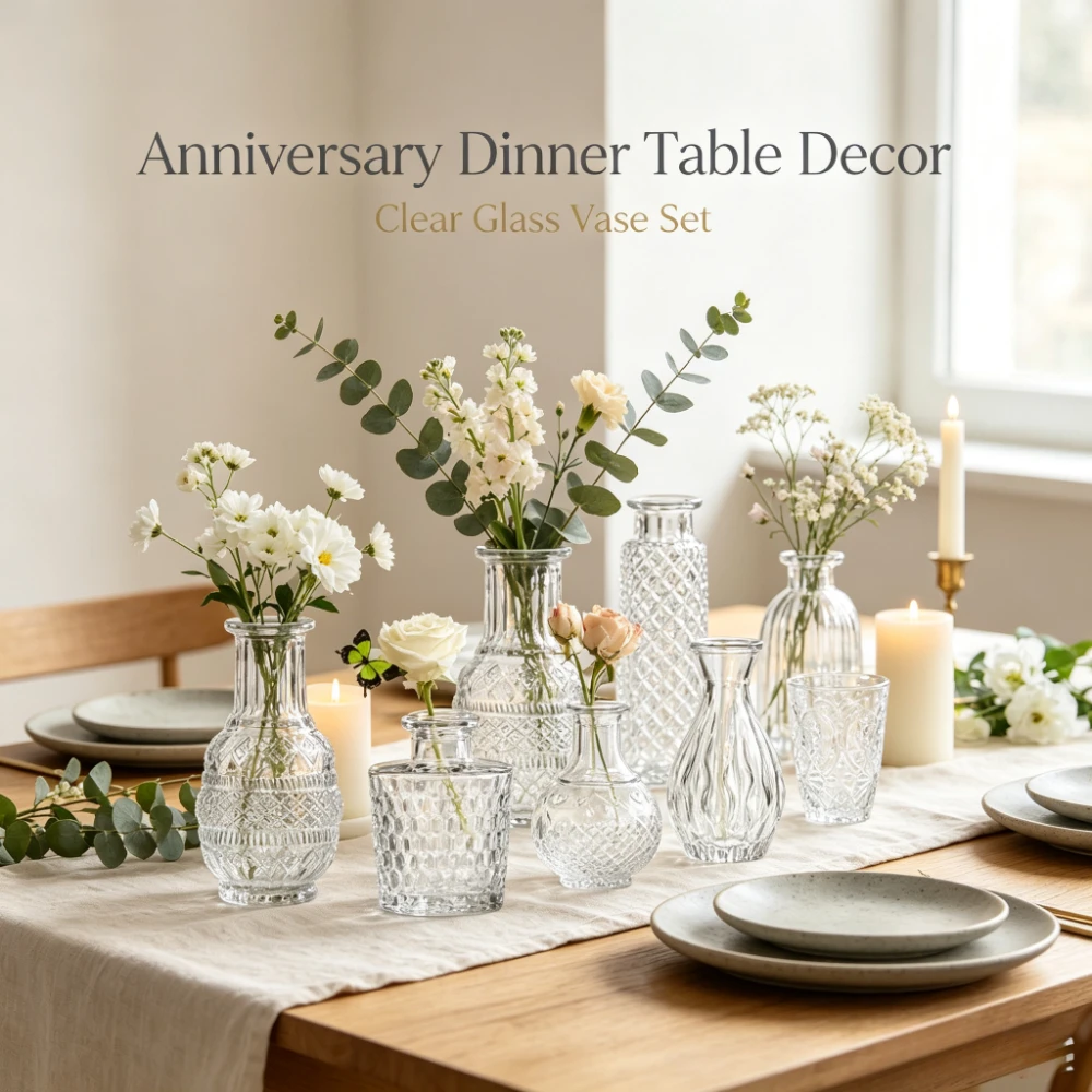 Multiple Styles Twisted Clear Glass Bud Vase  Set Nordic Style Flower Arranging Container Home Dining Table Decor Ornament