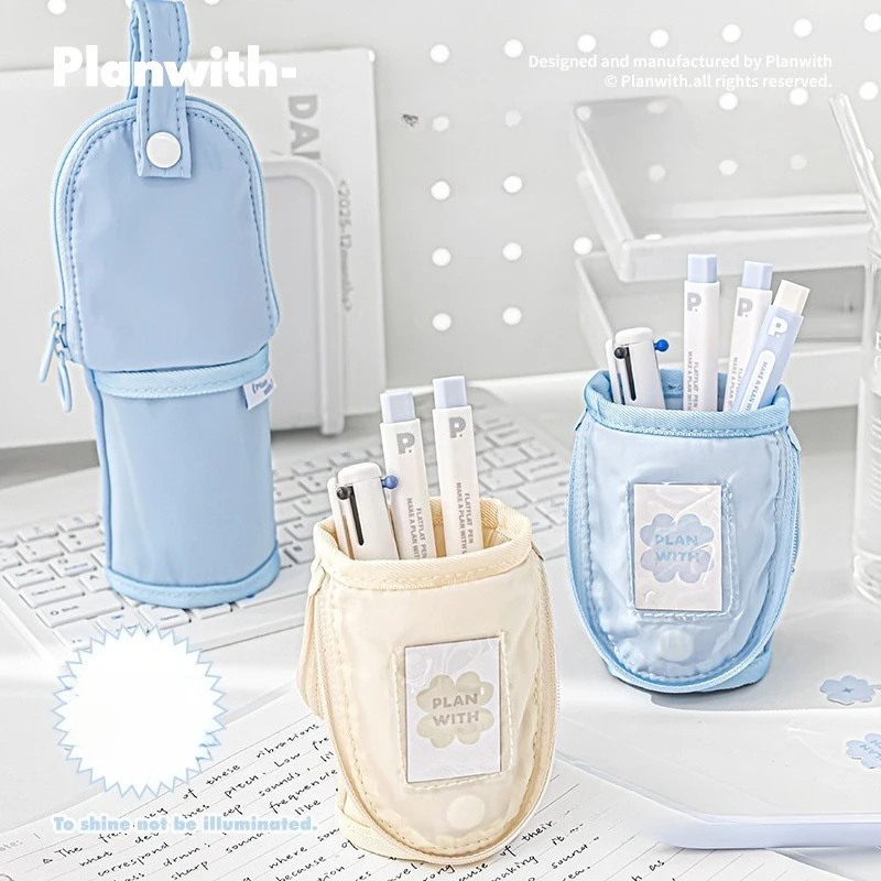 Mini Foldable Portable Clover Pencil CaseStandable Pen Holder  Hangable Desk Organizer Multi-Functional School Office Supplies