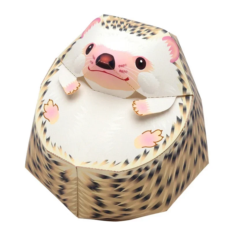 Mini Cute 3D Paper Model Papercraft Figura Animal, Hedgehog Origami Arte, Artesanato Artesanal Brinquedos, DIY, Adulto, QD-212