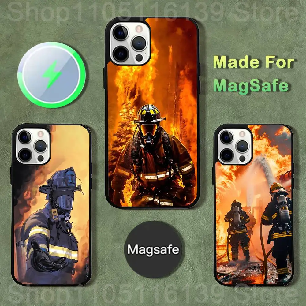 

Fireman Firefighter Phone Case For iPhone 17,16,15,14,13,12,11,Pro,Max,Plus,Mini,SE4,E Magnetic Magsafe Wireless Charging