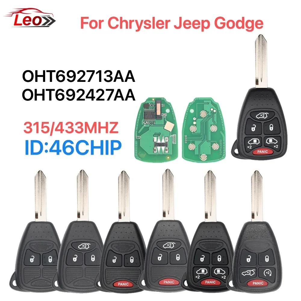 

Автомобильный дистанционный ключ Leo для Jeep Grand Cherokee Dodge Chrysler Town Country Cruiser Sebring OHT 315/433MHZ ID: 46CHIP.