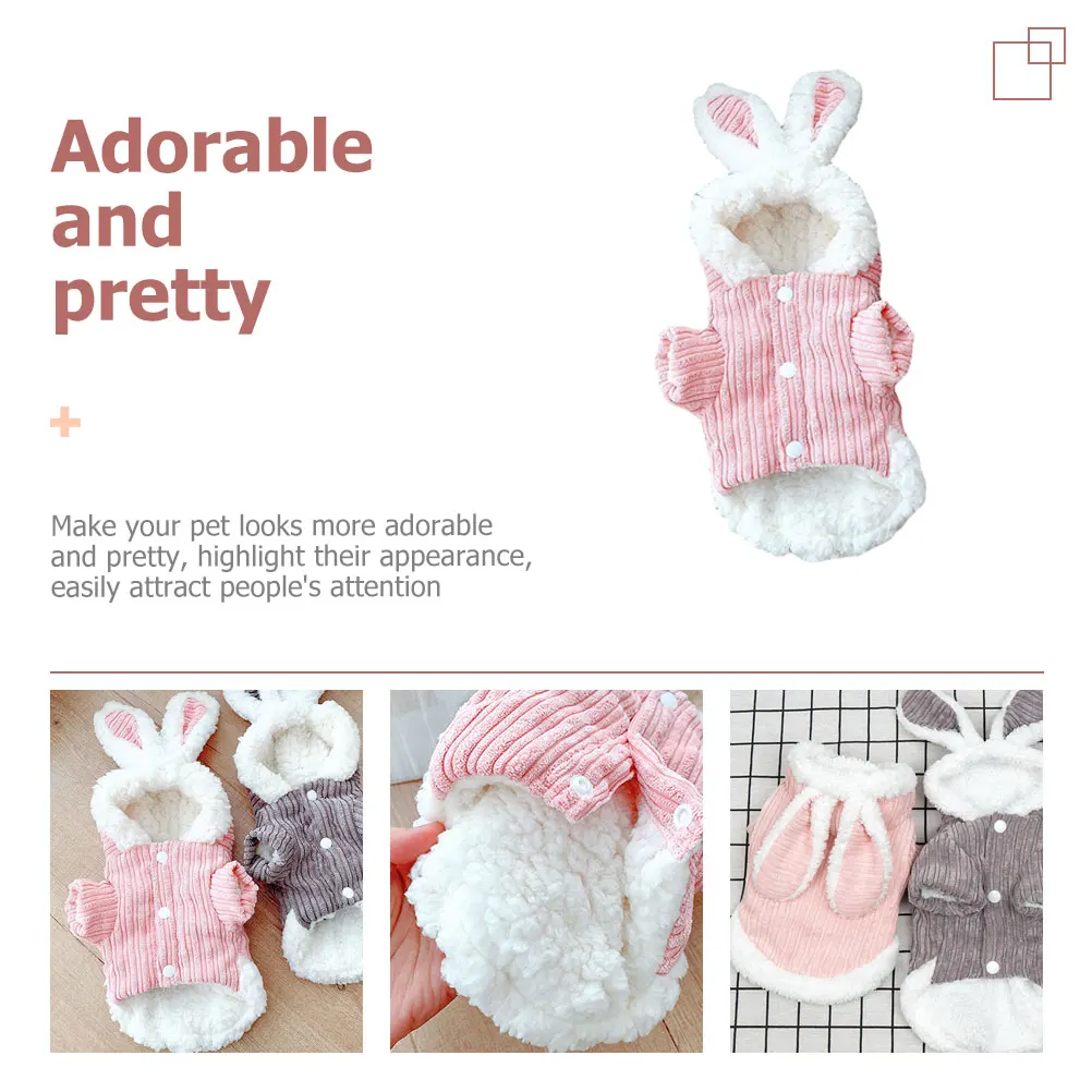

Fleece Lined Dog Clothes Autumn Winter Puppy Hoodie Warm Bunny Pet Windproof XL Size Dog Hoodie Adorable Rabbit Clothes Cartoon