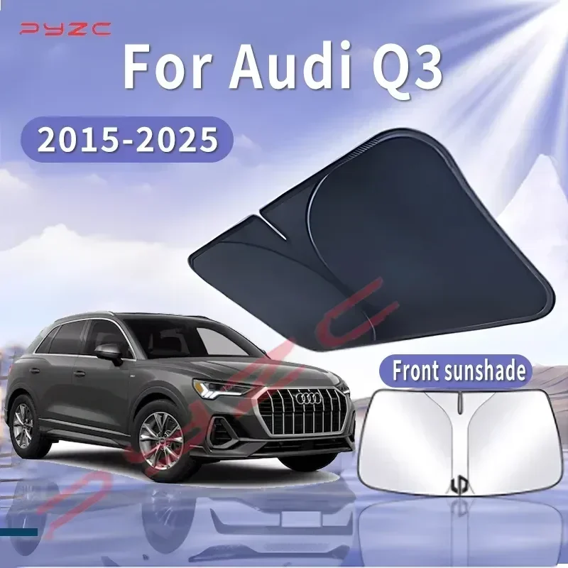 Car Sun Visor For Audi Q3 2015~2025 2018 2020 Front Windshield Sunshade Heat Insulation Summer Cooling Auto Accessories Foldable
