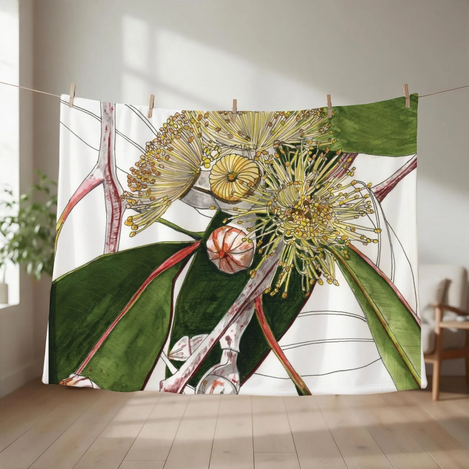 Eucalyptus Mallee Australian Native Throw Blanket Flannel Winter beds for babies Fashion Sofas Blankets