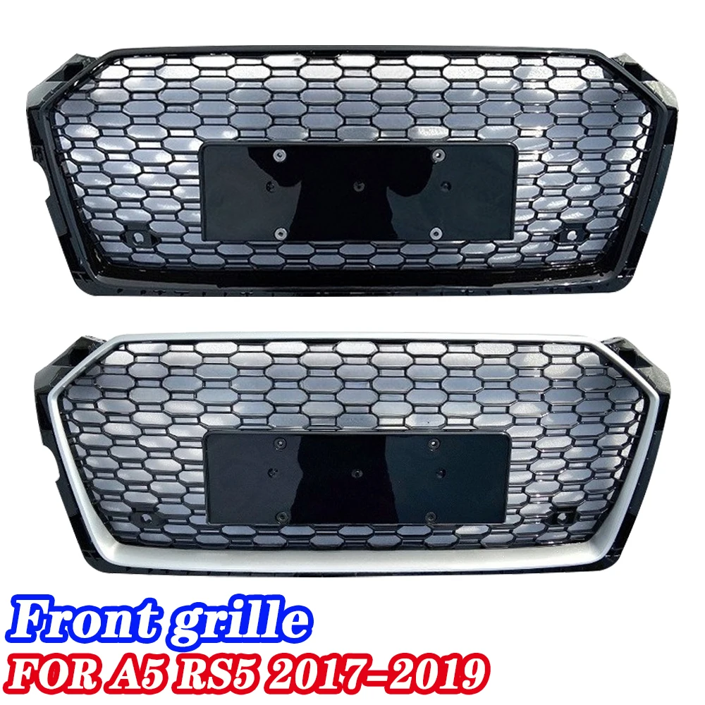 

Подходит для A5, модифицированная решетка RS5, сотовая модифицированная черная рамка, гальванический логотип, решетка переднего бампера 2017-2019