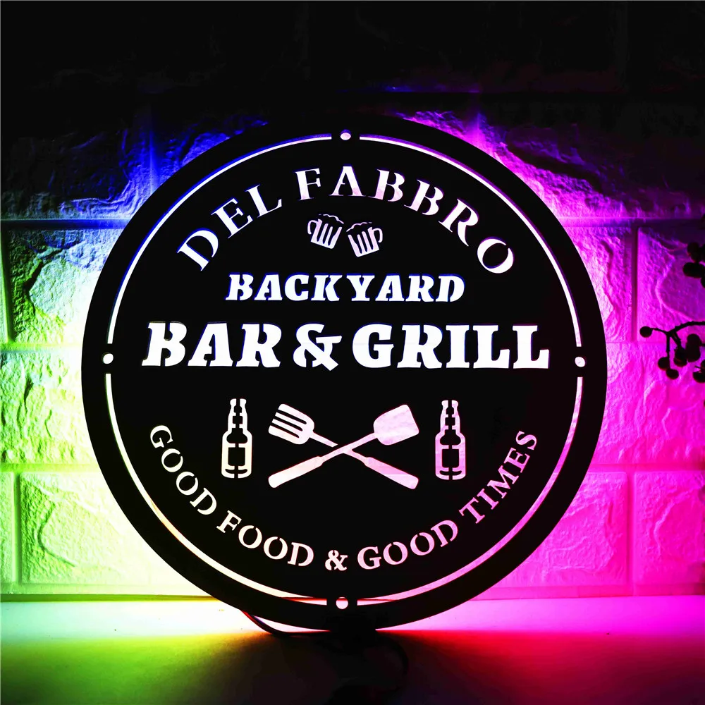 

Personalized Colorful Neon Wall Lamp Custom Your Backyard Bar Grill LED Light for Home Kitchen Backyard Dinner BBQ Decor 30/40cm