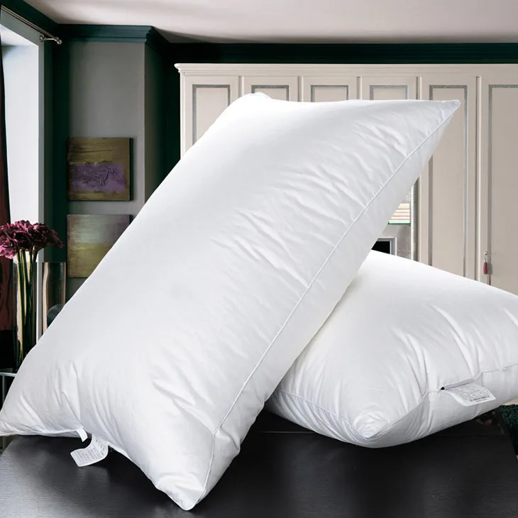 

Goose Feather down Pillow Neck Support Hotel Core Health Adult Vacuum Compression Rectangular Shape Medium Support Pure Cotto...