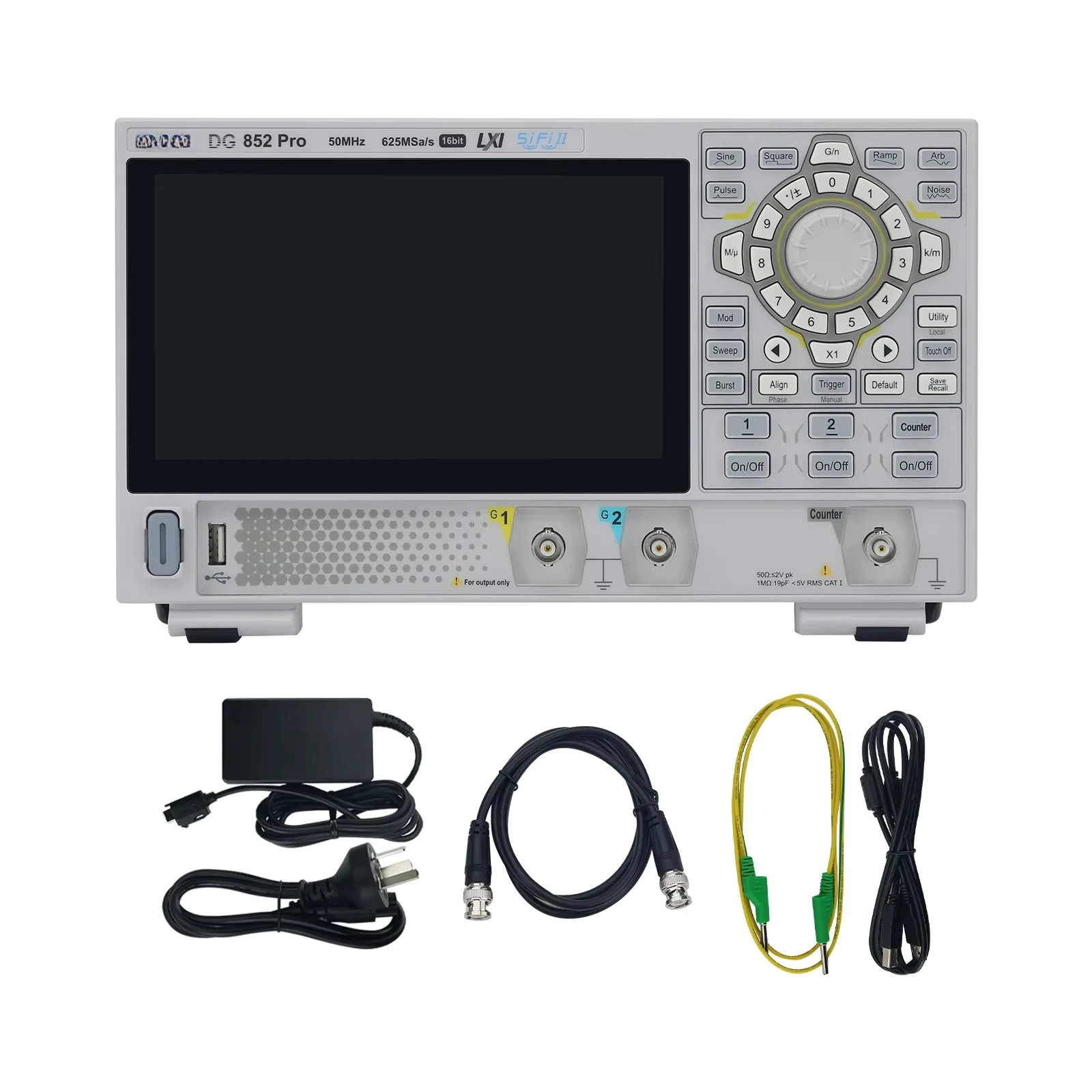 RIGOL DG852 Pro 50MHz Dual Channel Function Arbitrary Waveform Generator with 7-inch Touch Screen