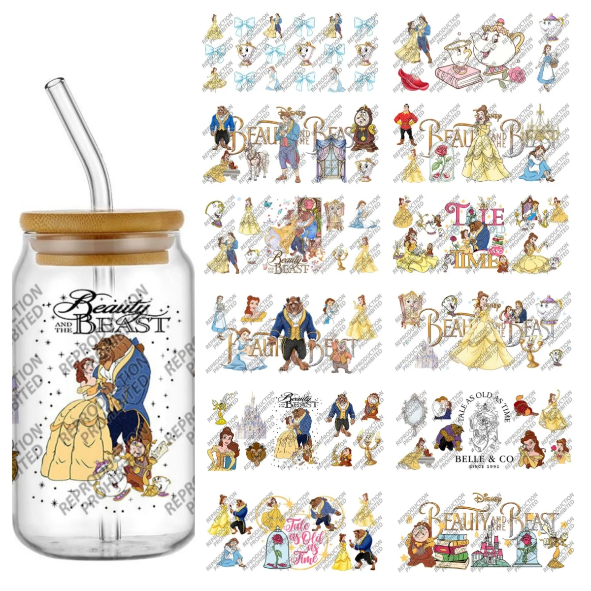 

Cartoon Princess Easy Peel Waterproof DIY Decals Transfers Uvdtf Crystal Stickers 16oz Uv Dtf Tumbler Cup Wraps Stickers