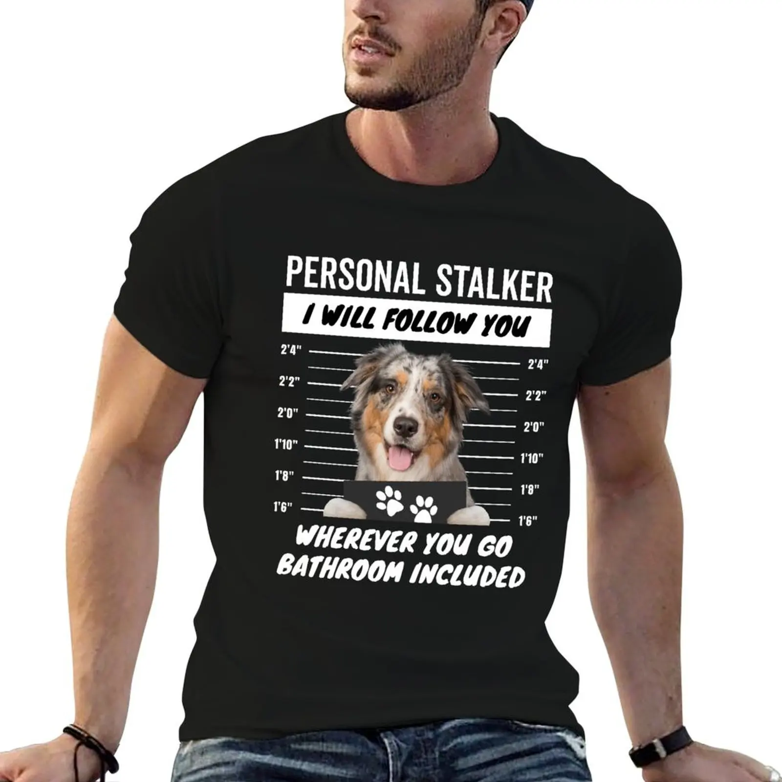 Personal Stalker Aussie Quotes – Camiseta masculina com estampa de Pastor Australiano Blue Merle, camiseta masculina com estampa gráfica
