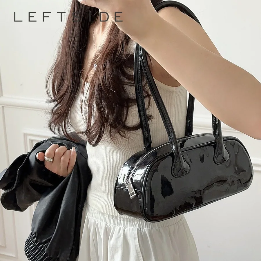 Lack leder kleine süße Achsel Umhängetaschen für Frauen 2024 Trend Design Leder Handtaschen und Geldbörsen y2k Silber Handtasche