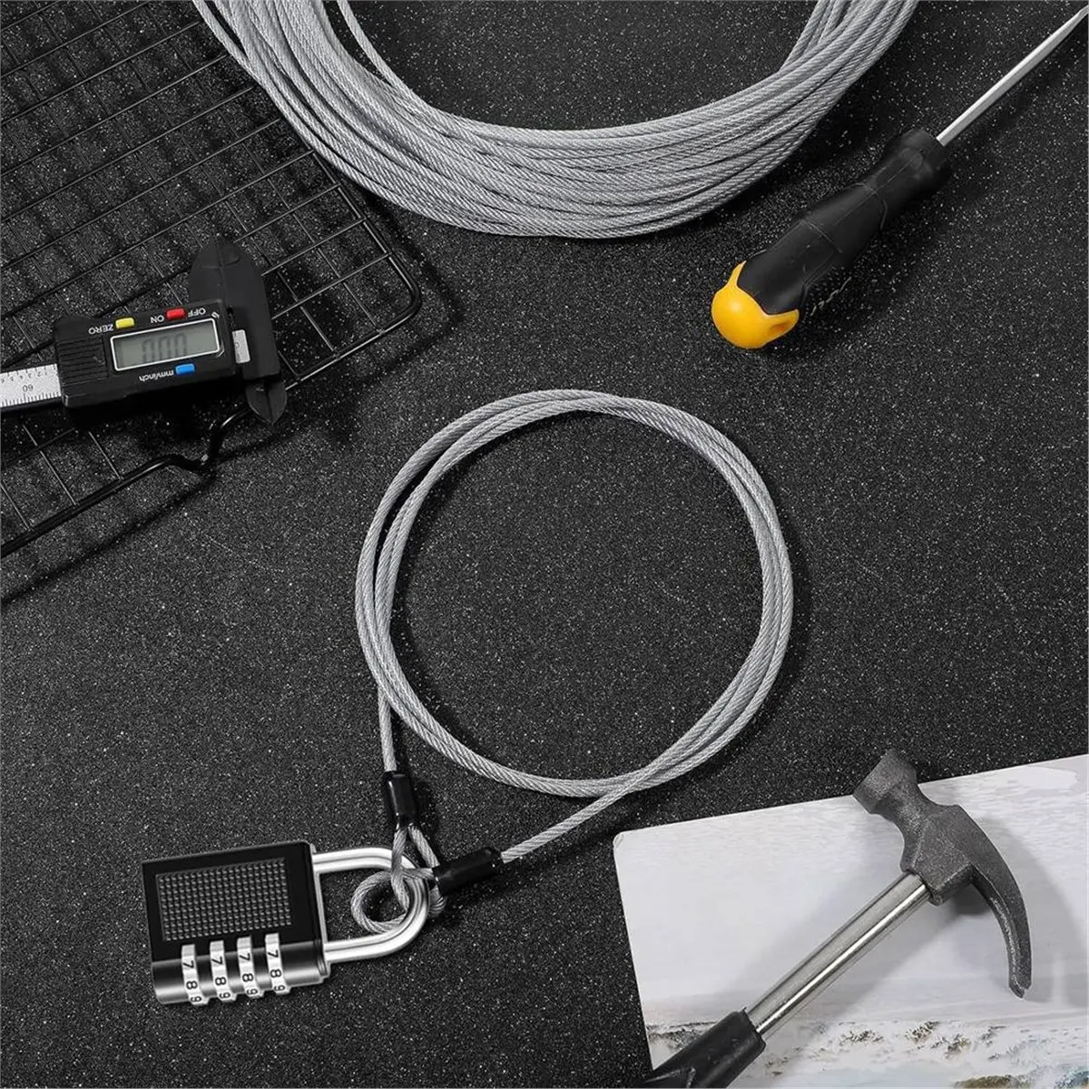 20 Pack Cable Locks, 4.9ft X 3mm Steel Security Cable Lock with Double Loops Luggage for U Lock Padlock and Outdoor Use