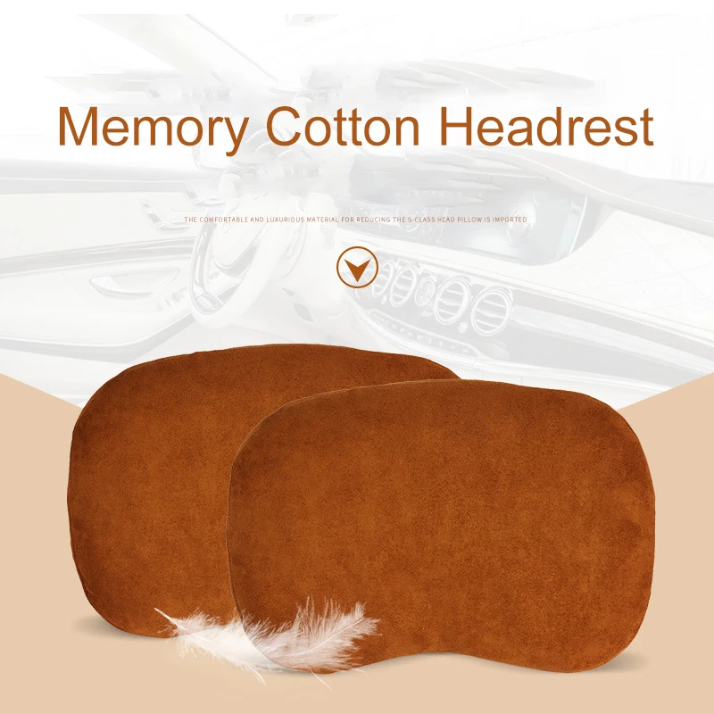 Car Neck Pillow Headrest Car Neck Support Pillow for Relieving Neck Fatigue Rest Deer Skin Velvet Cushion Pad Head Rest Pillow