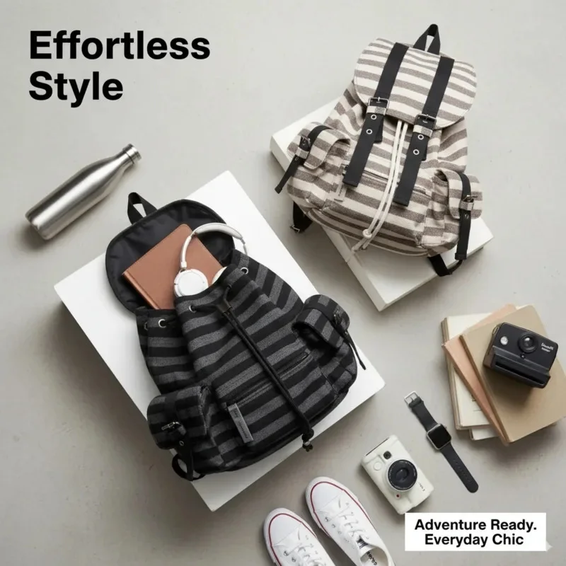 Funny Backpacks Korean Striped Backpacks Jeans Same Functional Casual Plaid High Capacity Couple Crossbody Bag Backpacks New
