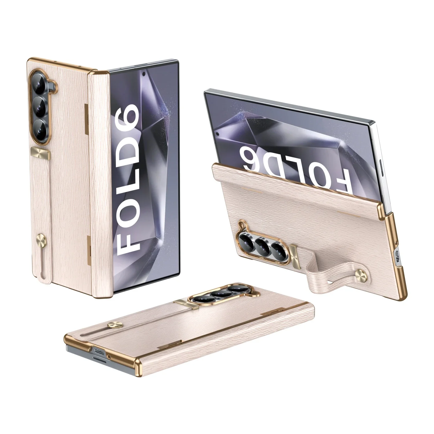 

Lnvisible Bracket for Samsung Galaxy Z Fold 6 5 4 ZFold 6 Case Retractable Wrist Strap Spring Hinge Protection Cover