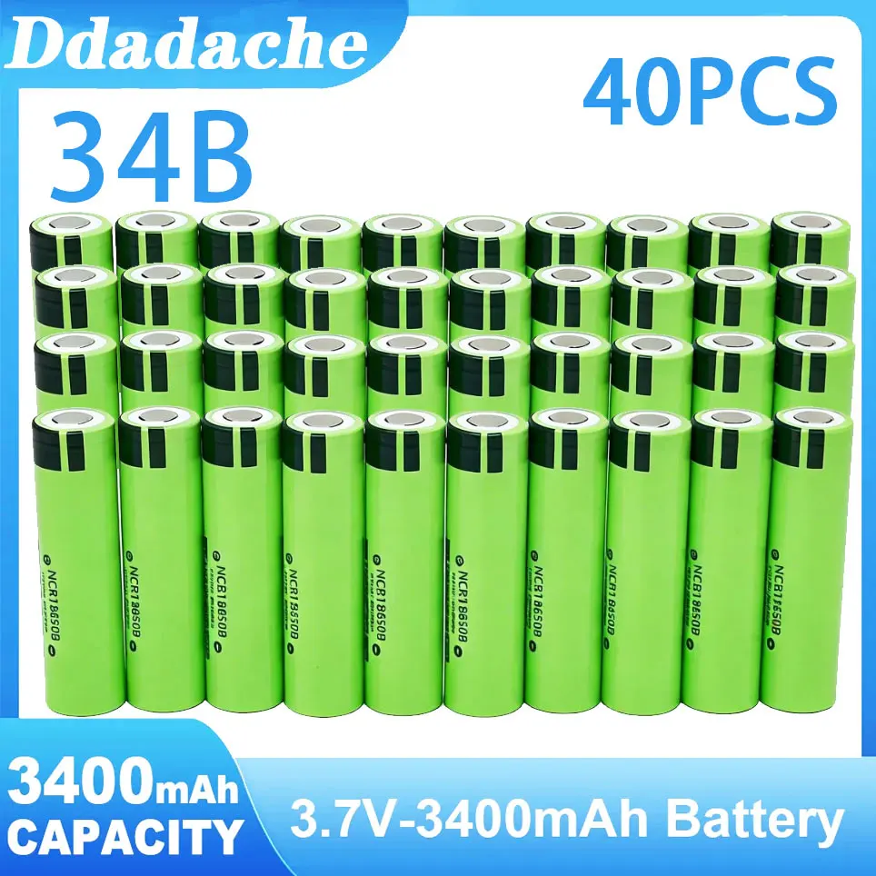 Oplaadbare lithiumbatterij 18650 34B, 3.7V, 3400mAh, voor bewaking, zaklamp, draagbare ventilator, enz.