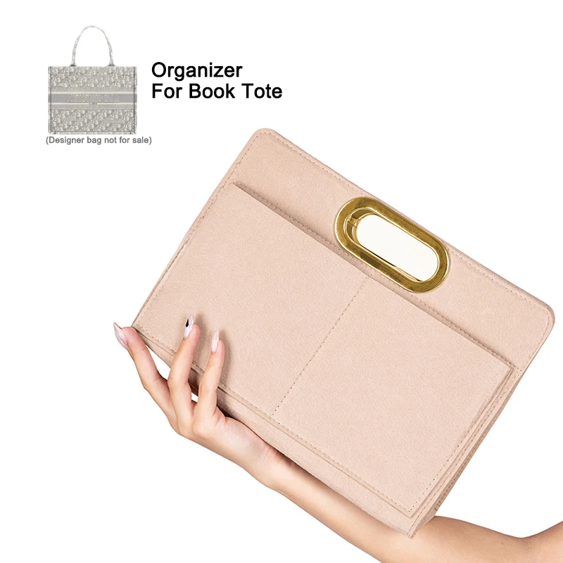 Personalize o saco do organizador da inserção de feltro para o tote do livro do dio, bolsa luxuosa do curso da bolsa da composição, shaper cosmético feminino do tote dos sacos