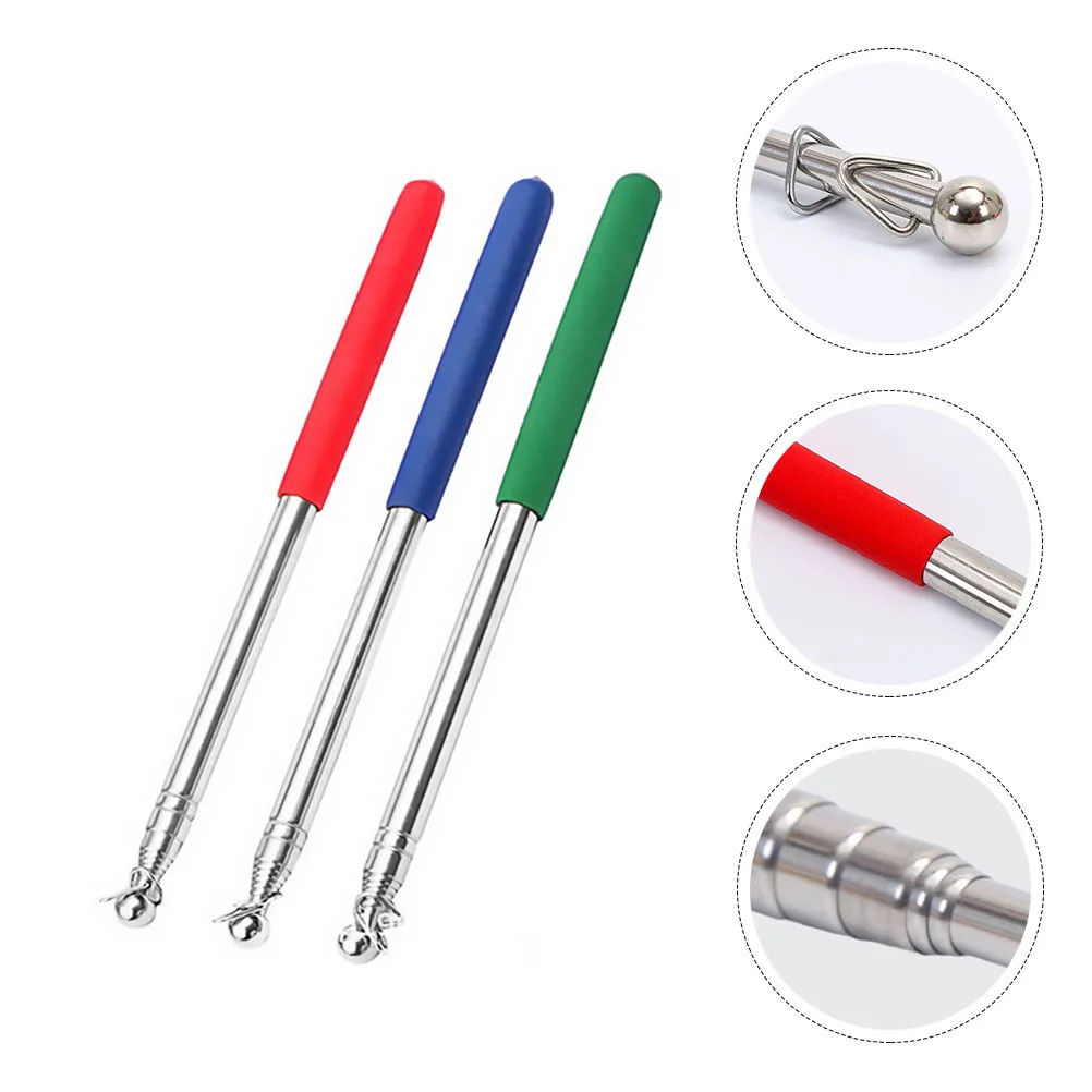 

3Pcs Teaching Pointer Retractable Hand Pointer Stainless Steel Portable Non-Slip Matte Grip for Classroom Presentation