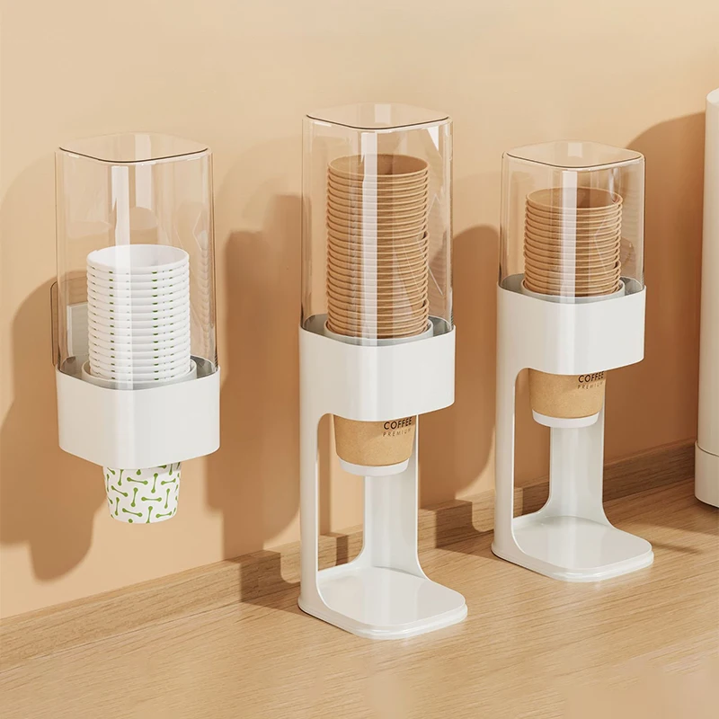 Desktop Disposable Cup Dispenser Universal Paper Plastic Coffee Cup Holder Household Commercial Countertop Cup Organizer Bar Use