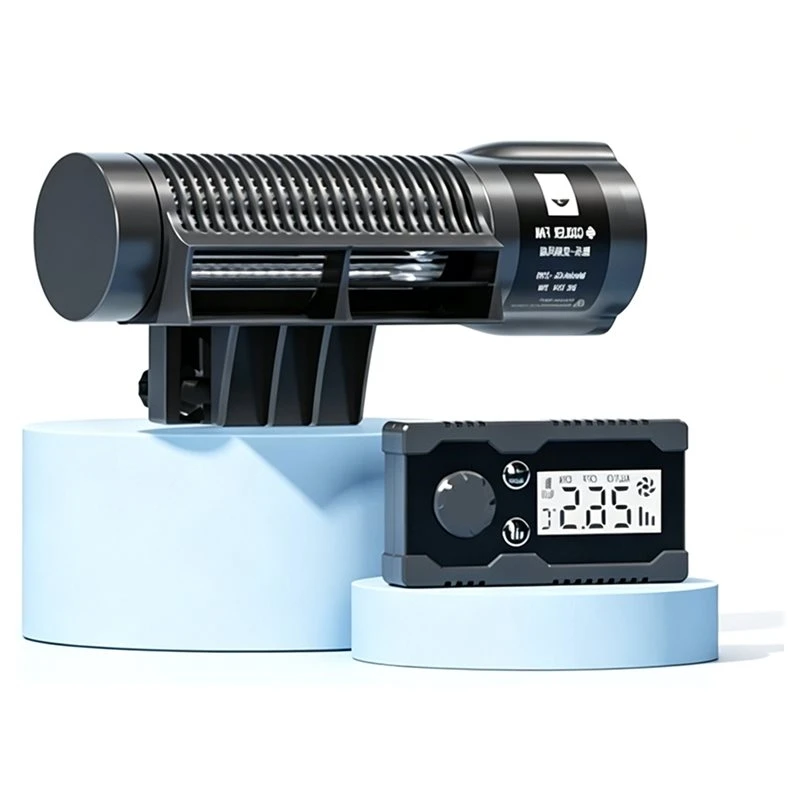 AT29-Aquarium Fish Tank Cooling Fan For Fresh Seawater Automatic Temperature Control Fan Screen Controller Cooler A US Plug