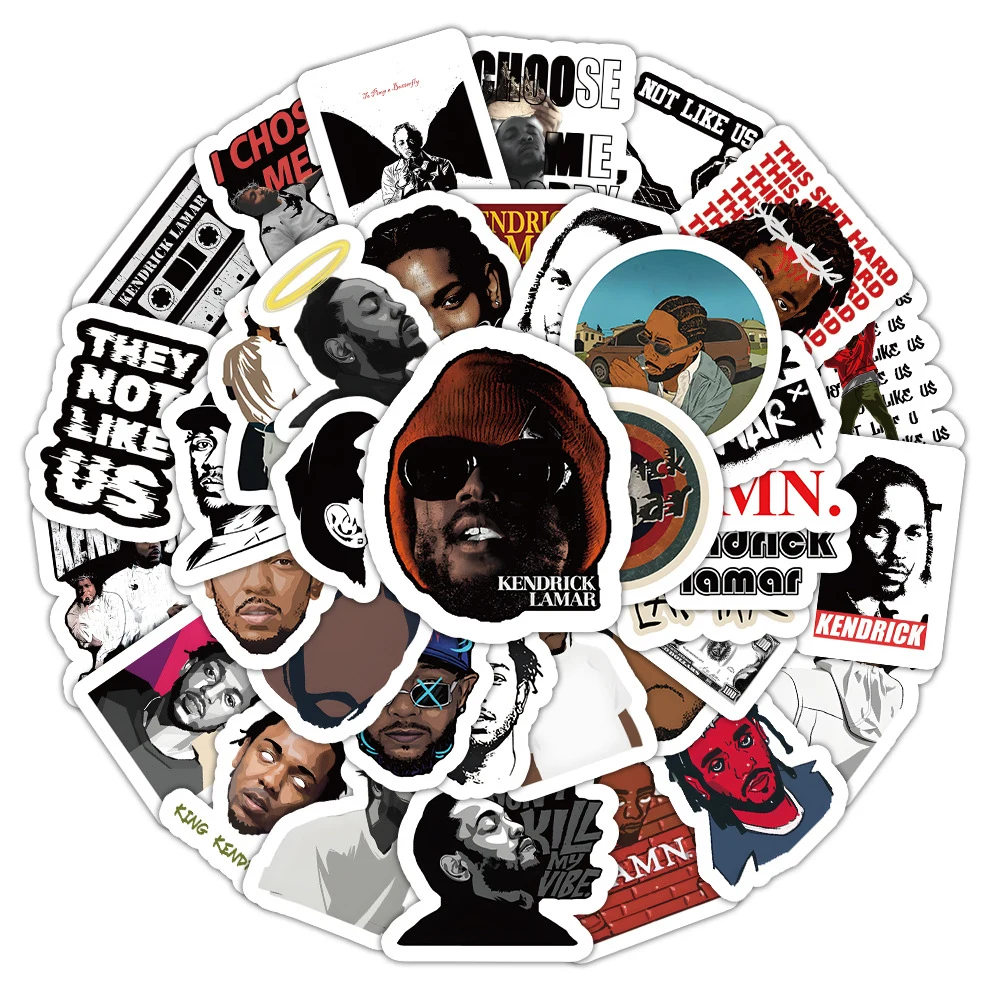 

10/30/50pcs Hiphop Singer Kendrick Lamar Duckworth Stickers Cool Rapper Cartoon Decals Decoration Laptop Notebook Phone Sticker