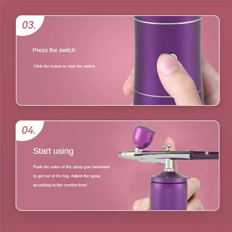 Kit de aerógrafo A05G, aerógrafo compresor para máquina de aerógrafo de uñas recargable de mano para pintar modelo, maquillaje, decoración de pasteles