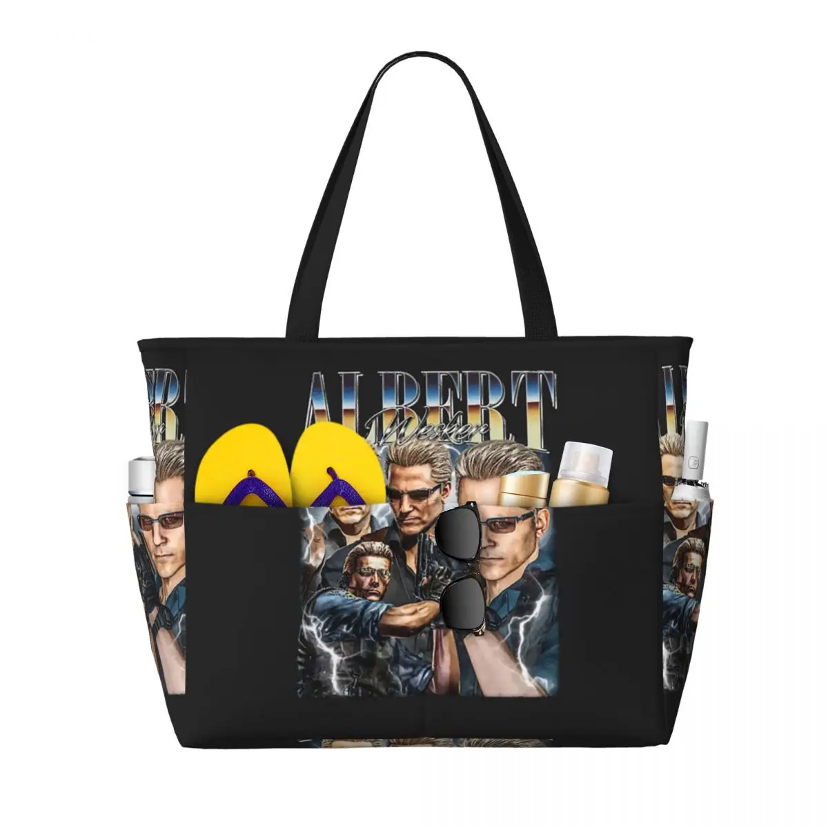 

Пляжная большая сумка Albert Wesker Bootleg, спортивная сумка для занятий йогой в тренажерном зале, большая большая сумка, женская дорожная сумка, сумка для фитнеса