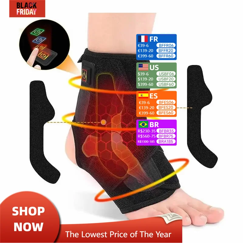 

Adjustable Heating Compression Brace Sports massager Ankle Support Pain Relief Injury Protection Rehabilitation foot spa