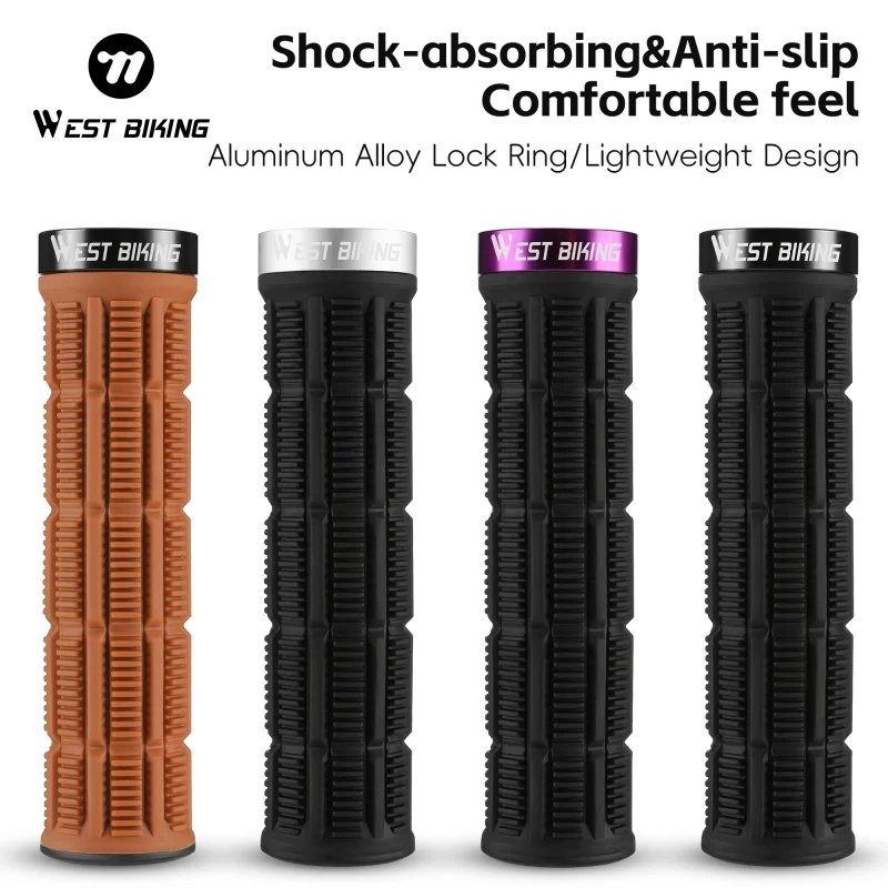 

WEST BIKING Bicycle Handle Bar Grips Mountain Bike Soft Single-sided Locking Handlebar Cover Plug Rubber Non-slip Cycling Grips
