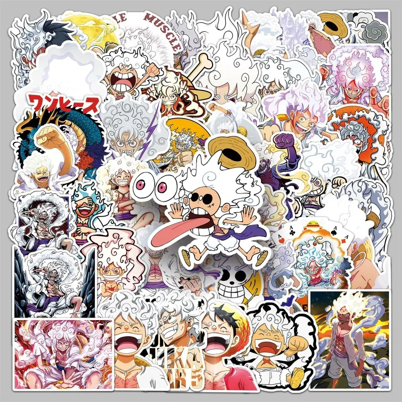 50pcs Anime One Piece Luffy 5th Gear Graffiti Sticker Nika Shape Suitcase Stationery Water Cup Decoration Waterproof Sticker