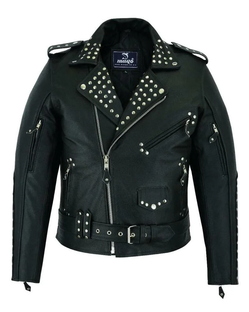 Leather Jacket Men's Classic Motorcycle Studs European and American Fashion Trends