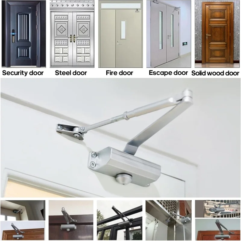 Soft Closing Automatic Door Closer Heavy Duty Hydraulic Adjustable Speed Positioning Door Stop Protective Door Holder Hardware