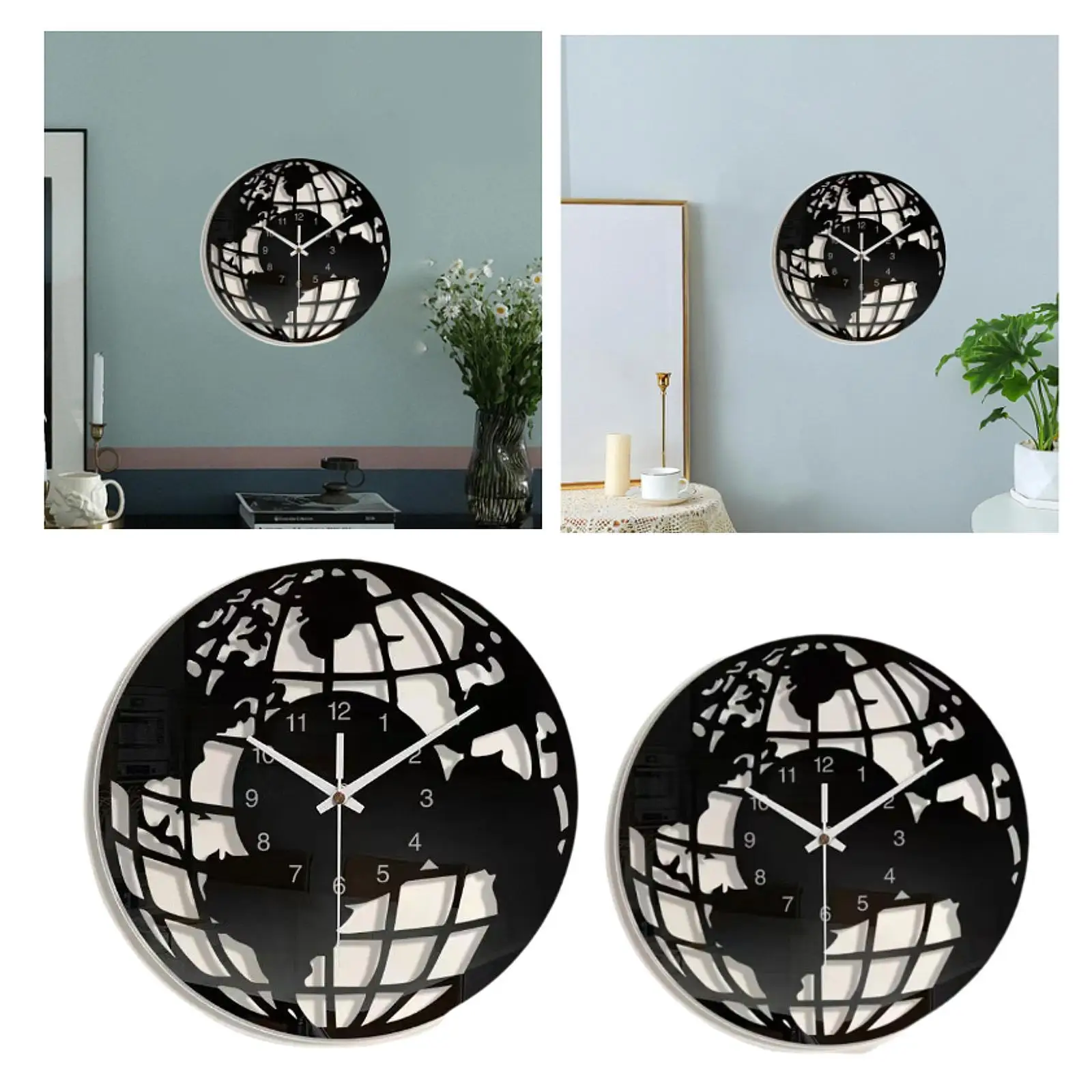 Acrylic World Map Pattern Wall Clock Home Decoration for Bedroom Lightweight