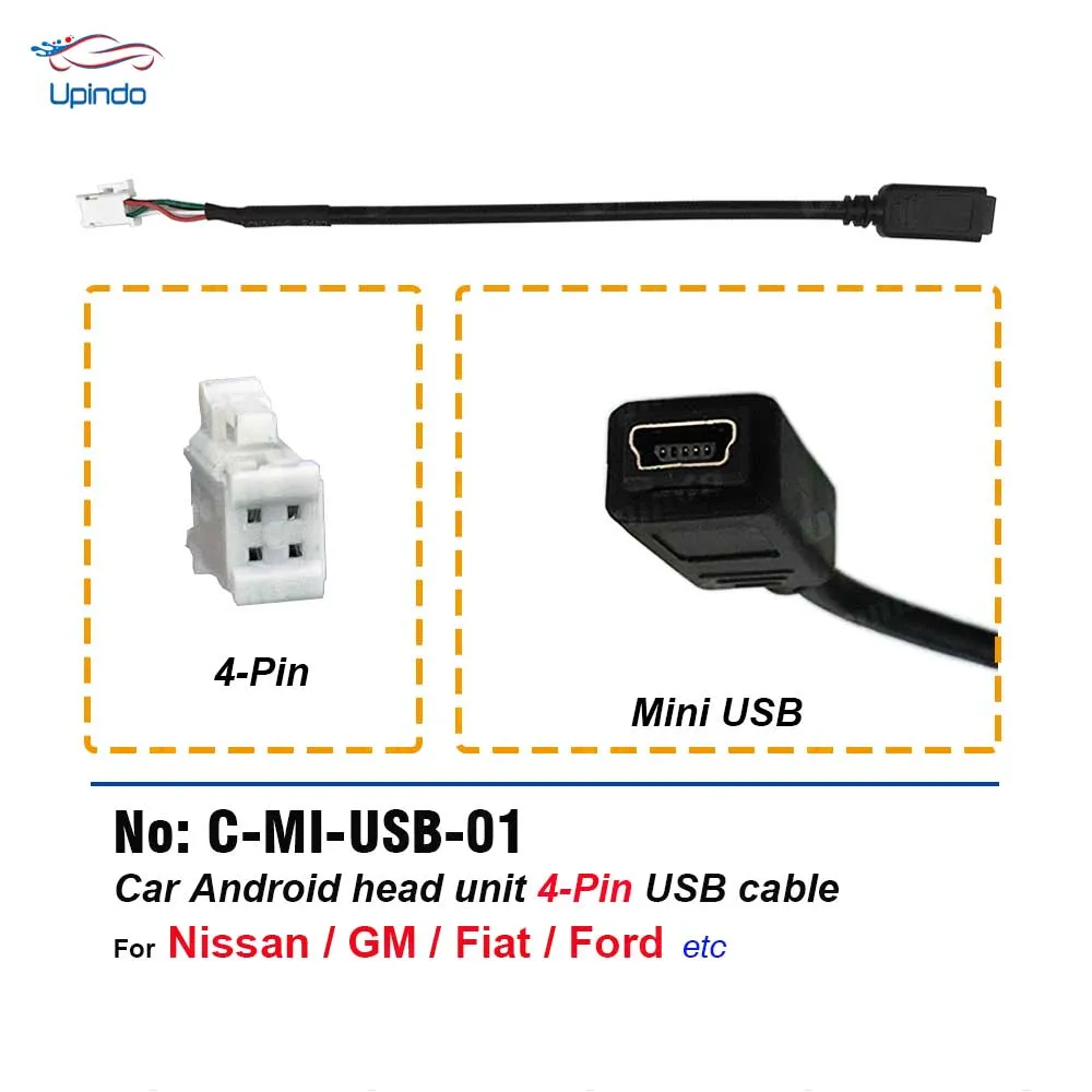 Car Android Head Unit Cable 4 6 Pin Mini USB Socket Wiring Harness Connector Adapter for Nissan Chevrolet Fiat Renault Jeep