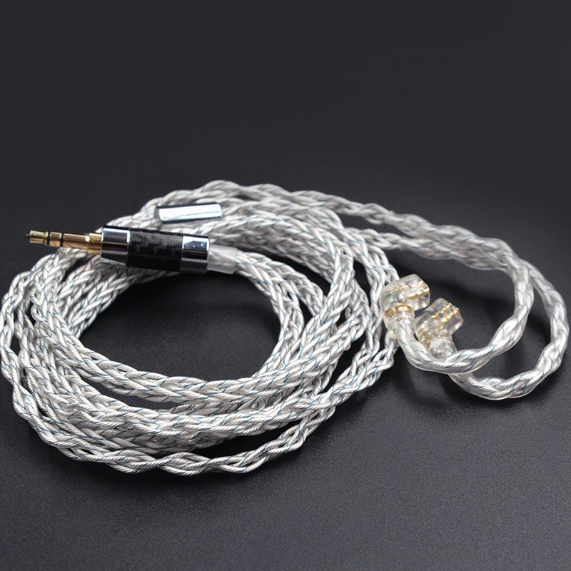 KZ Earphones Cable 8 Core Silver Blue Hybrid 784 Cores Silver Plated Upgrade Cable Heaset Wire For KZ ZEX ZAX ZS10 PROX ZSN ZSX